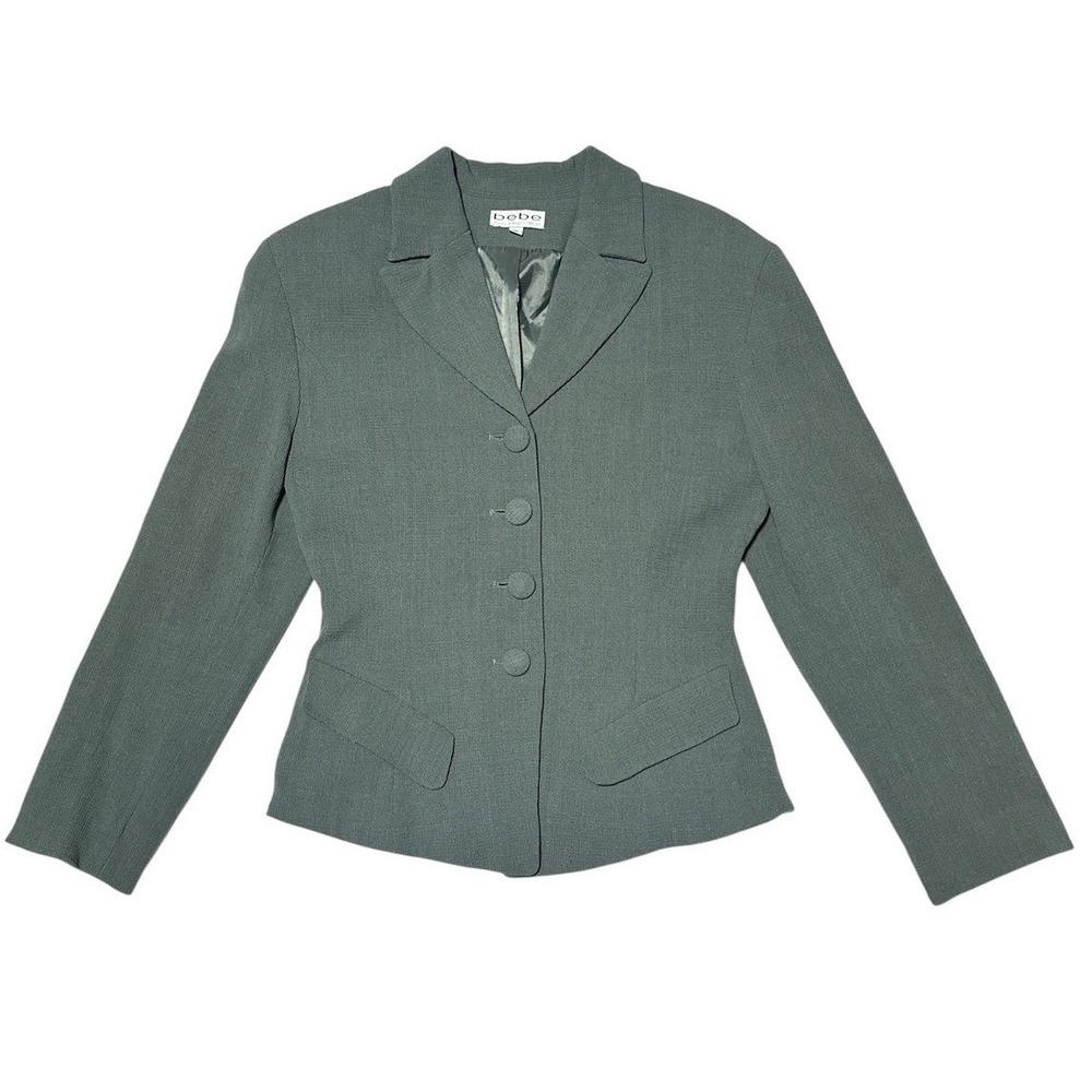 Bebe San Francisco‎ Wool / Rayon Sage Green Blazer Button Front